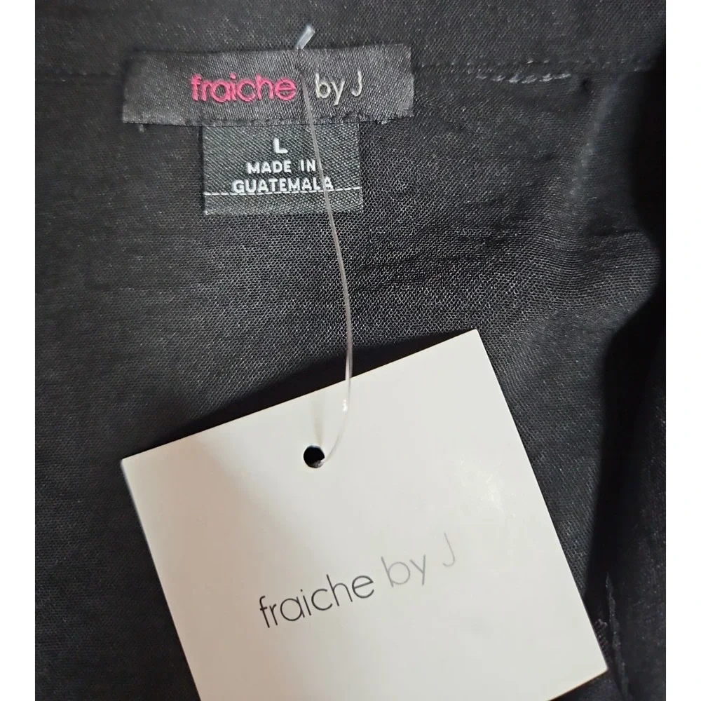 Fraiche By J Womens Black Collared Short Sleeve Jumpsuit Size Large NWT